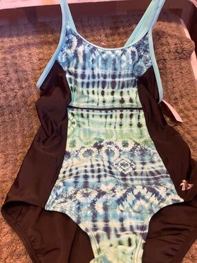 Tie-Dye Blue & Green One-Piece Swimsuit